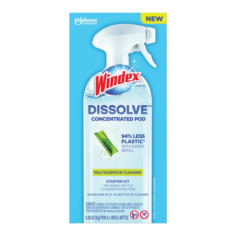 Windex Dissolve 00400 Multi-Surface Cleaner Starter Kit, Dissolve Pod, Citrus, Green Green