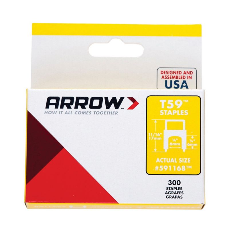 Arrow 591168 Cable Staple, 1/4 in L Leg, 1/4 in W Crown, Steel, Clear Clear