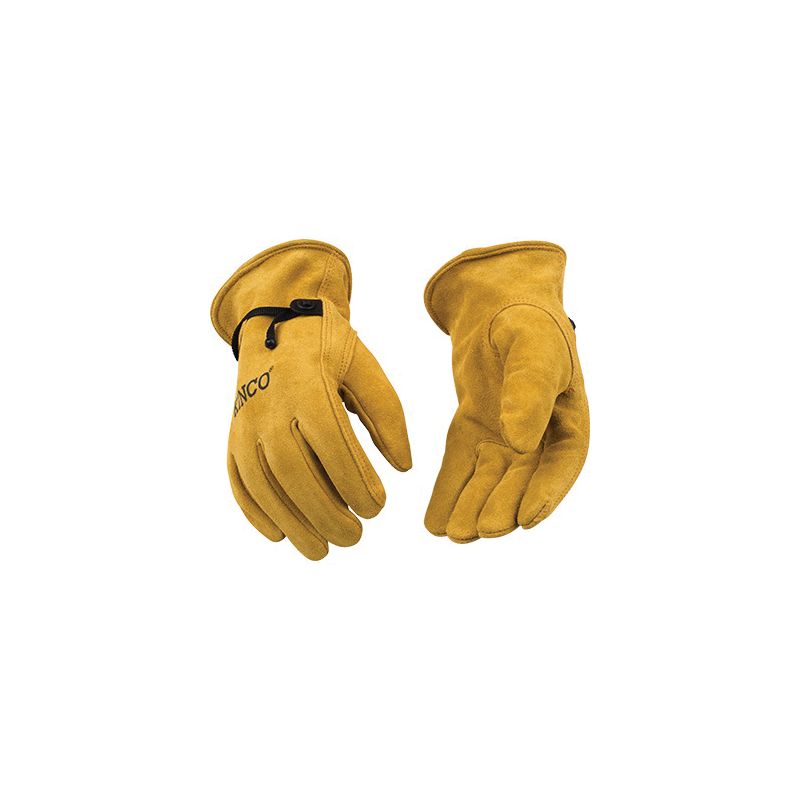 Kinco 50BT-M Driver Gloves, Men&#039;s, M, Keystone Thumb, Ball and Tape Cuff, Suede Cowhide Leather, Gold M, Gold