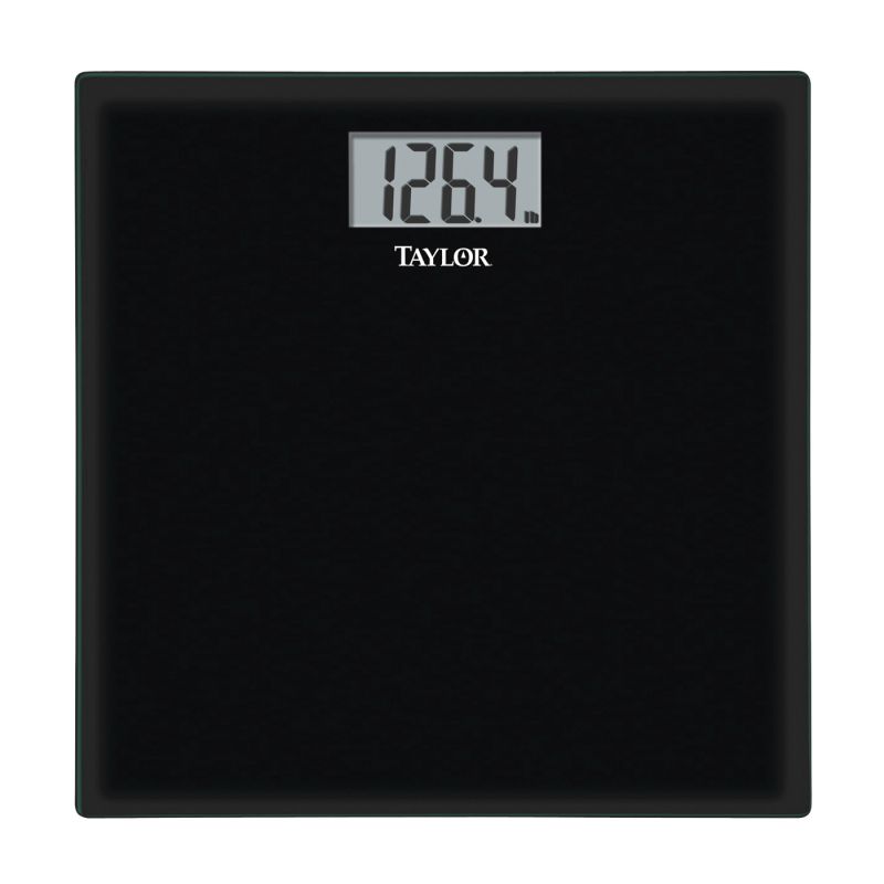 Taylor 75584192B Bathroom Scale, 400 lb Capacity, LCD Display, Black, 13.63 in OAW, 13.63 in OAD, 1.94 in OAH 400 Lb, Black