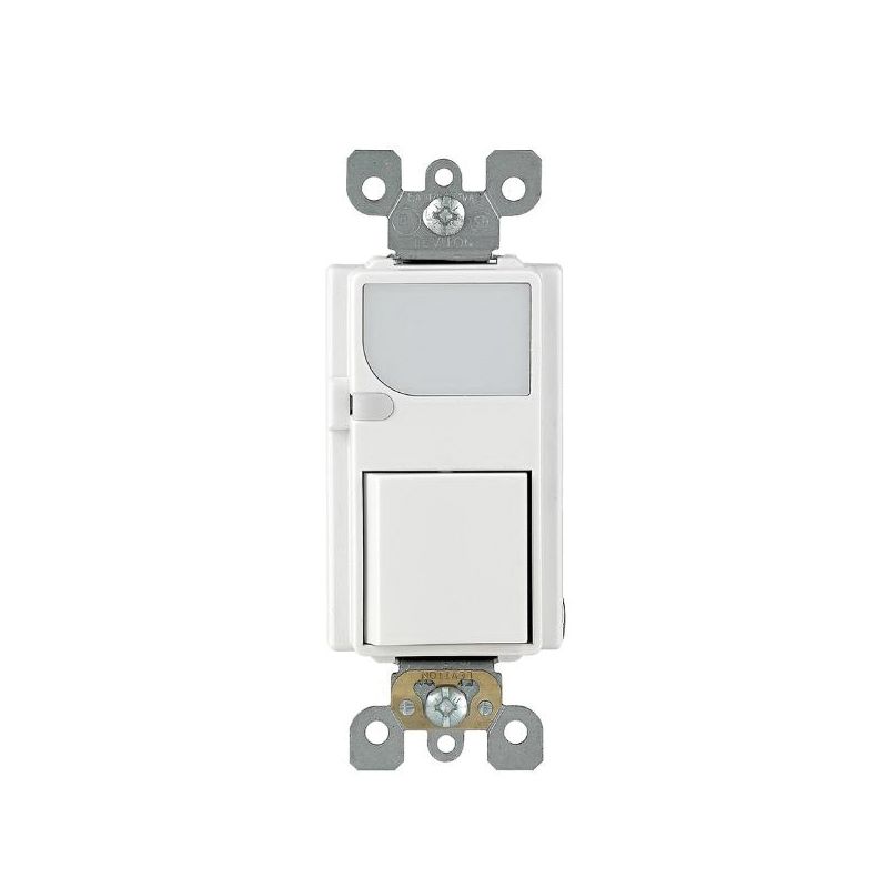 Leviton 6526-W Combination Switch, 15 A, 120 VAC, Back Wire, Side Wire Terminal, White White