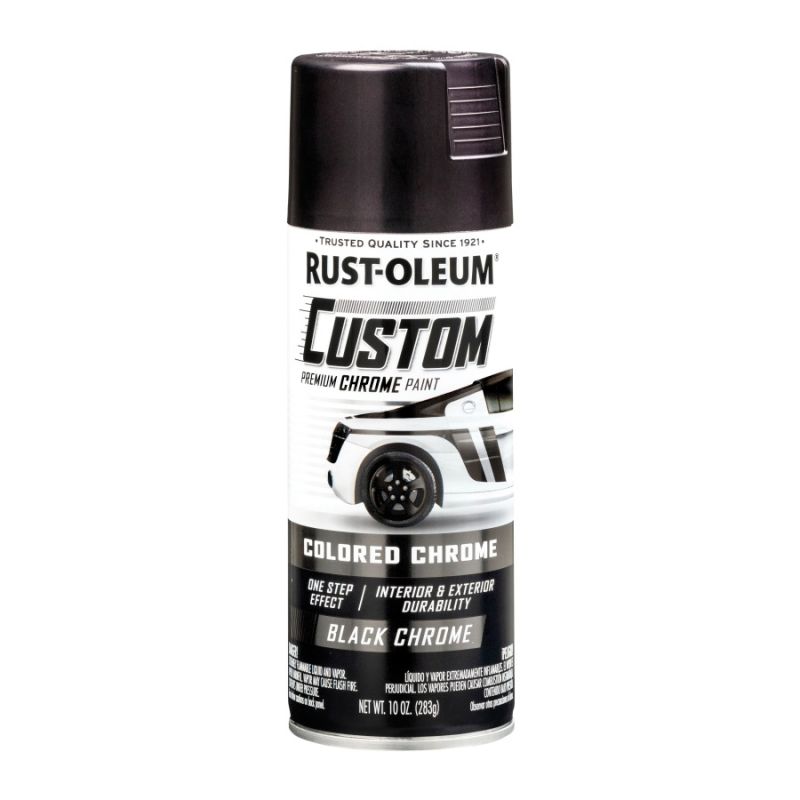 Rust-Oleum 343346 Premium Custom Paint, Chrome, Black, 10 oz, Aerosol Can Black