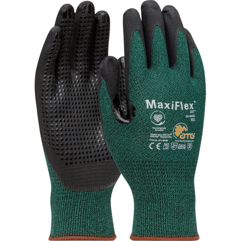 MaxiFlex Level 2 Cut Resistant Coated Gloves XL, Green &amp; Black