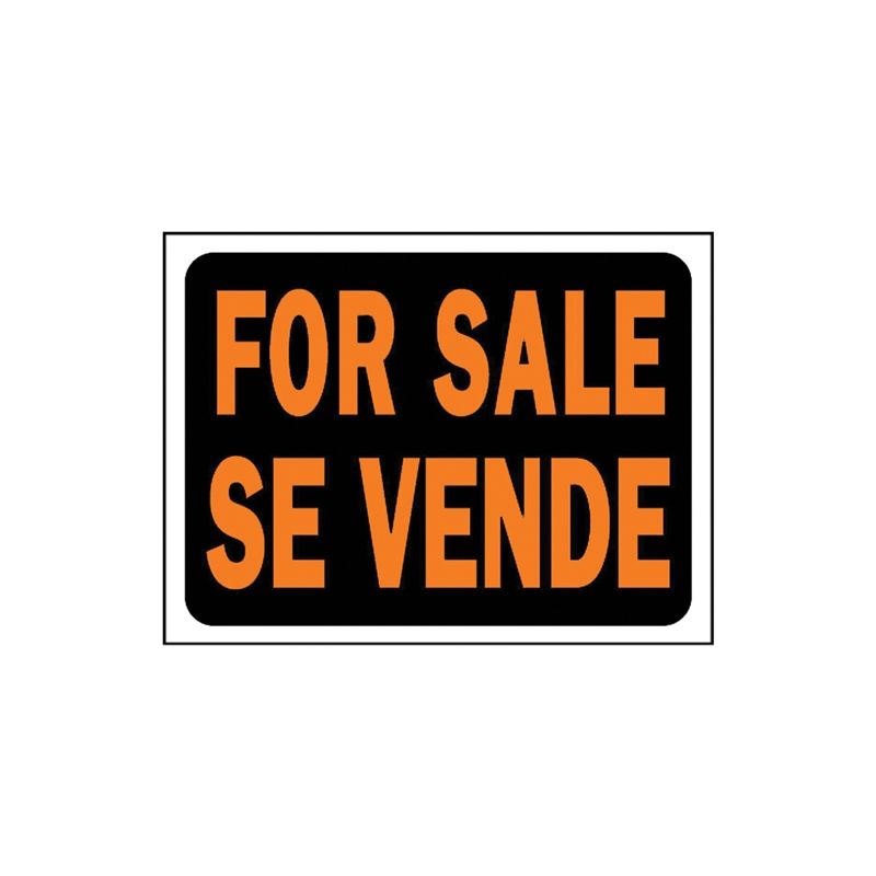Hy-Ko Hy-Glo Series 3064 Identification Sign, For Sale Se Vende, Fluorescent Orange Legend, Plastic