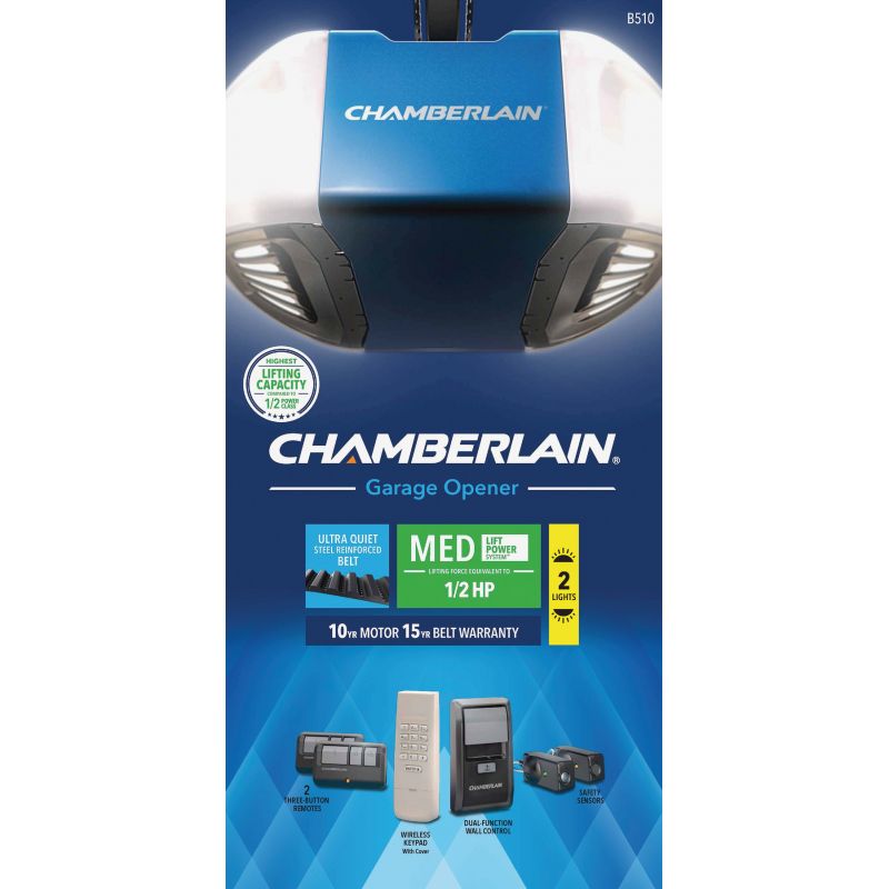 Buy Chamberlain B510 Quiet & Strong Belt Drive Garage Door Opener With MED Lifting Power