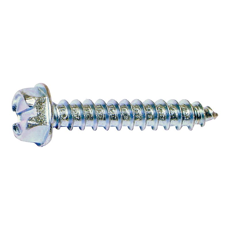 MIDWEST FASTENER 02938 Screw, #10 Thread, 1-1/4 in L, Coarse Thread, Hex, Slotted Drive, Self-Tapping, Sharp Point, Zinc