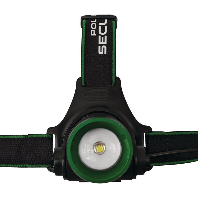 Police Security Blackout Rechargeable Focusing Hardhat Compatible LED Headlamp Black