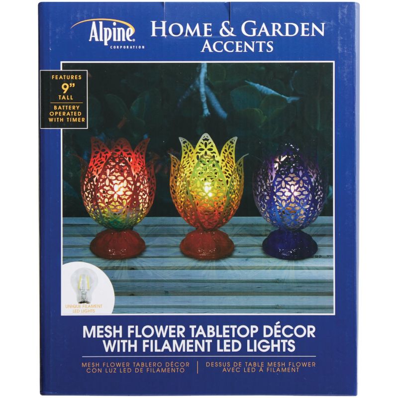 Alpine Iron Mesh Flower Bud Tabletop Lamp Multi (Pack of 6)