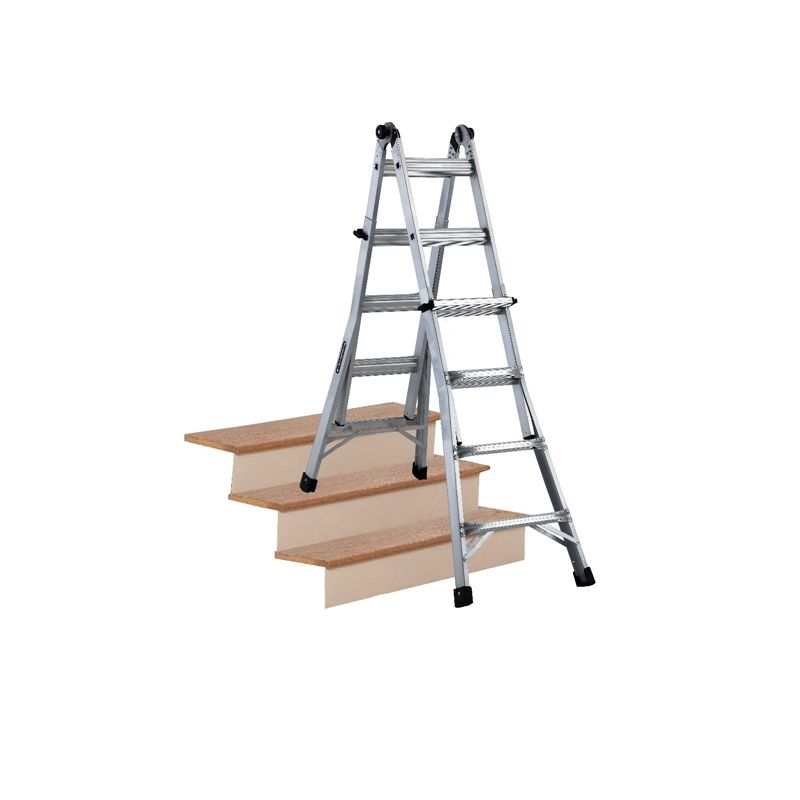 Louisville L-2098-17 Multi-Purpose Ladder, 9 to 15 ft Max Reach H, 16-Step, Type IA Duty Rating, Aluminum