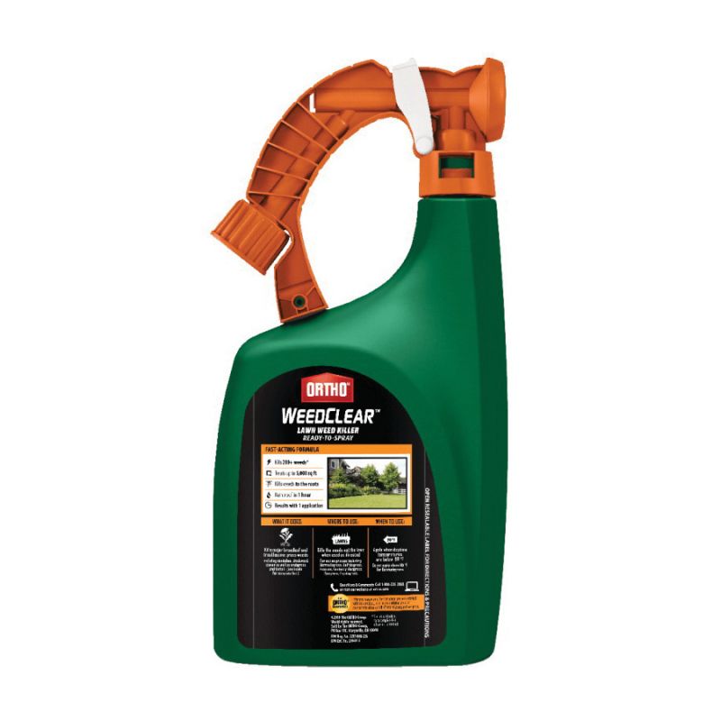 Ortho WEEDCLEAR 447805 Lawn Weed Killer, Liquid, Spray Application, 32 oz Bottle Dark Brown