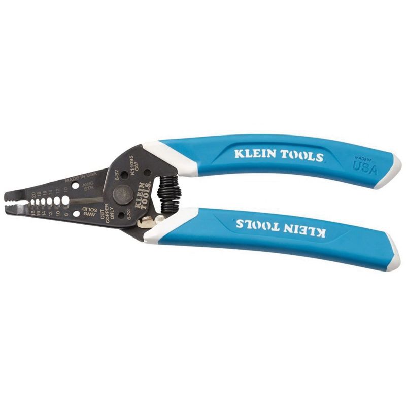Klein-Kurve K11095 Wire Stripper, 18 to 8 AWG Solid, 20 to 10 AWG Stranded Wire, 7-1/4 in OAL, Comfort Grip Handle