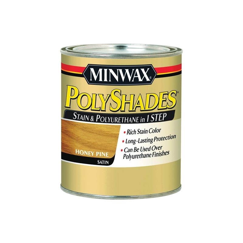Minwax 61310444 Waterbased Polyurethane Stain, Satin, Liquid, Honey Pine, 1 qt, Can Honey Pine
