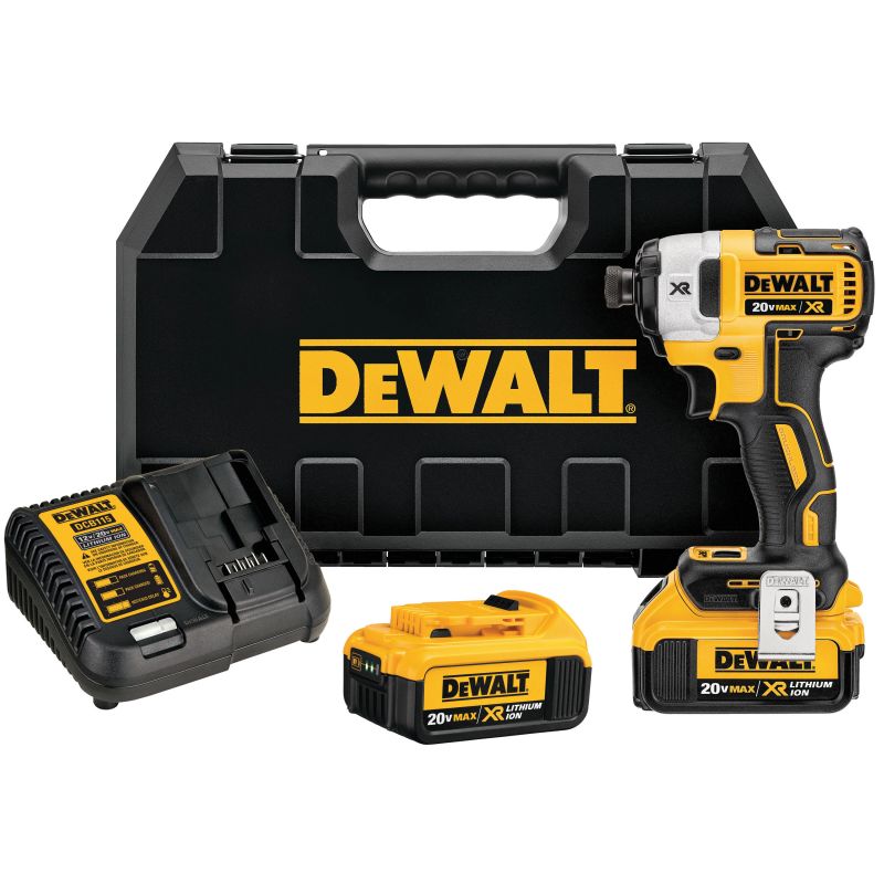 DeWALT MAX XR DCF887M2 Impact Driver Kit, Battery Included, 20 V, 4 Ah, 1/4 in Drive, Hex Drive, 3600 ipm