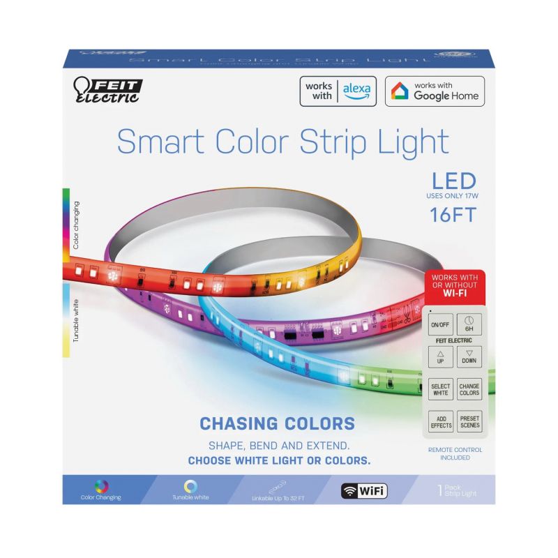 Feit Electric TAPE192/CHASE/AG Smart Color Chasing Strip Light, 100/240 V, 17 W, LED Lamp, Multi-Color Light