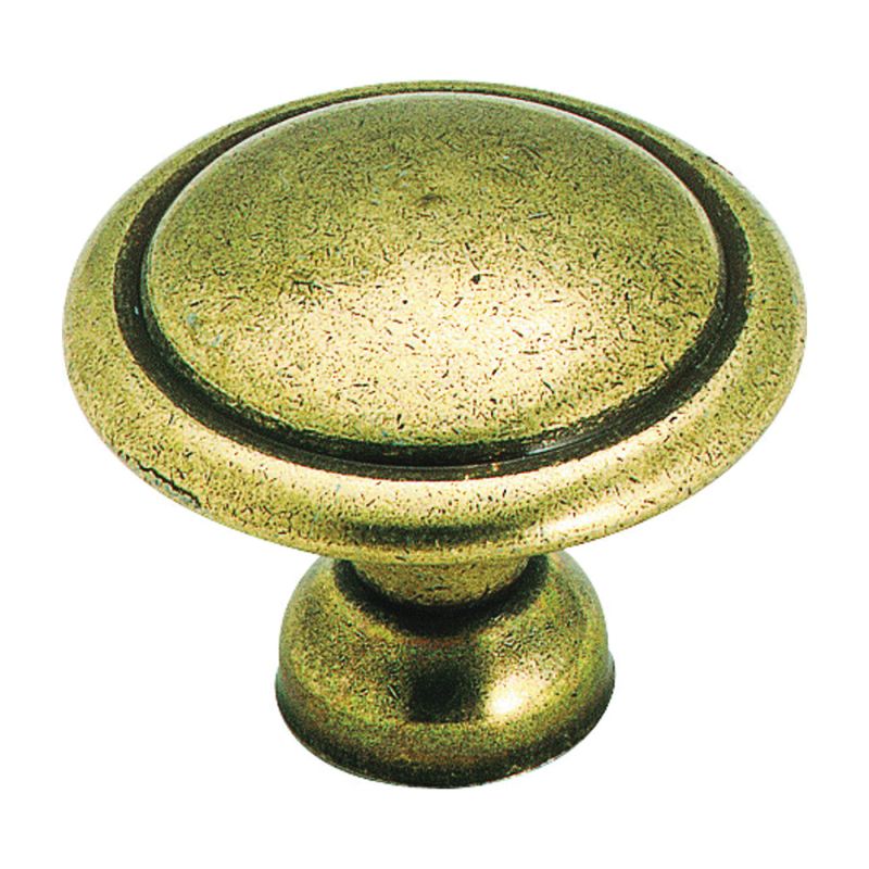 Amerock 848LB Cabinet Knob, 1 in Projection, Zinc, Light Antique Brass 1-3/8 In