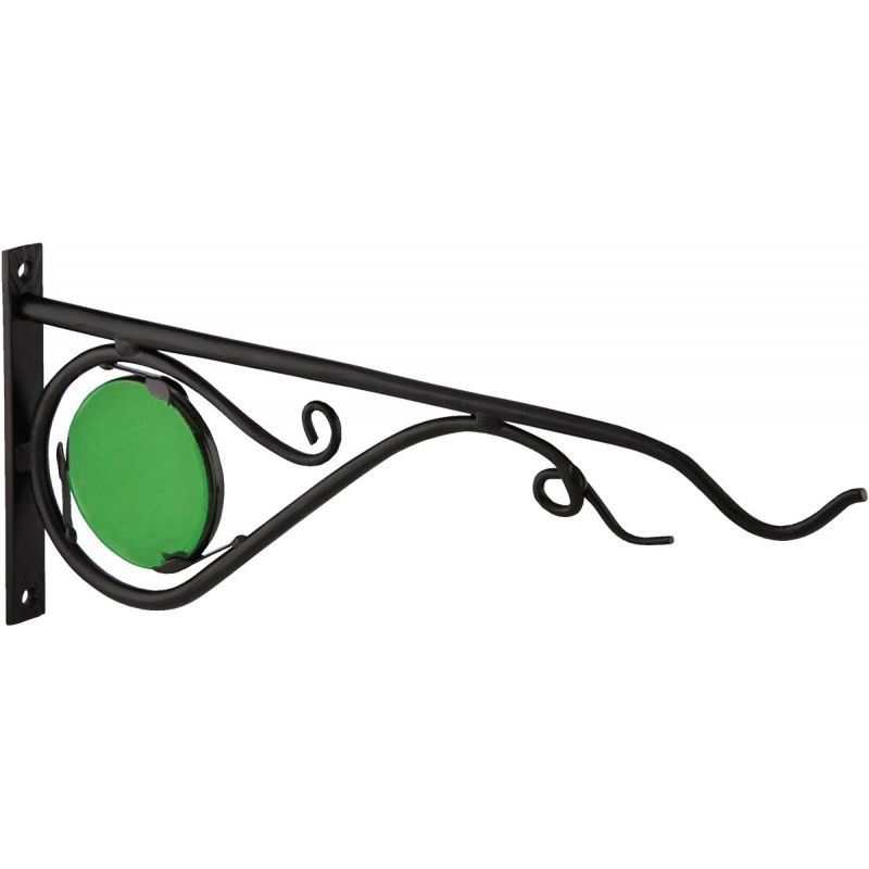 Panacea Decorative Hanging Plant Bracket Black With Green Stained Glass