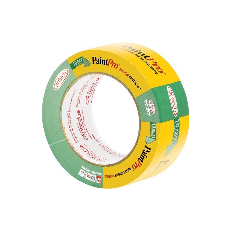 Cantech PaintPro 309 Series 309-48 Masking Tape, 55 m L, 48 mm W, Crepe Paper Backing, Green Green