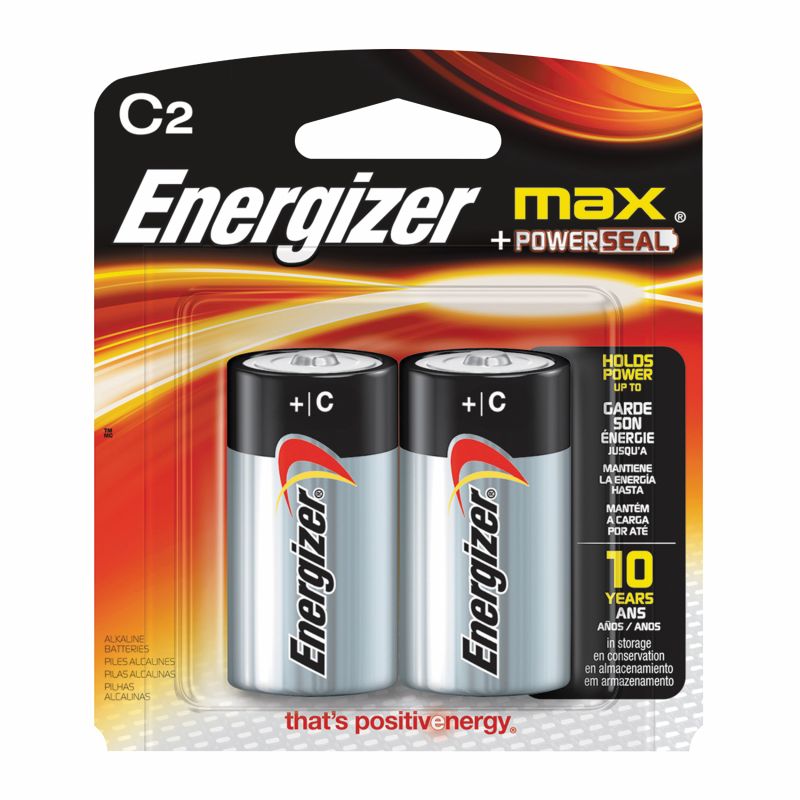 Energizer E93BP-2 Battery, 1.5 V Battery, C Battery, Alkaline, Manganese Dioxide, Zinc