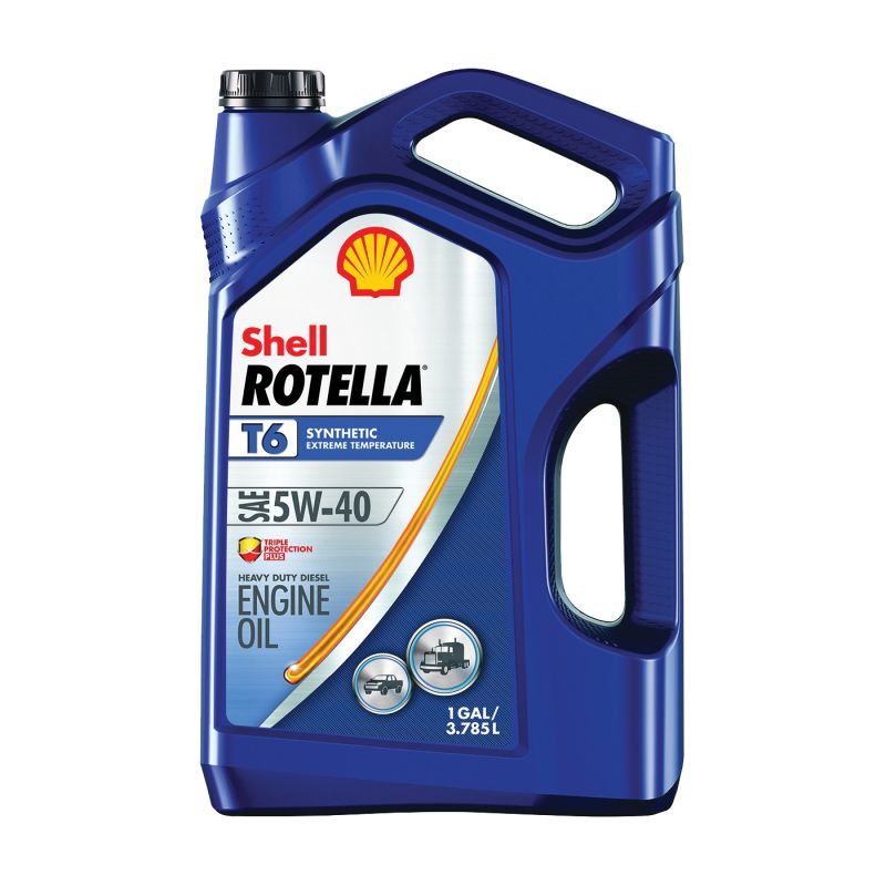Shell Rotella T6 550045347 Diesel Motor Oil, 5W-40, 1 gal Jug Amber