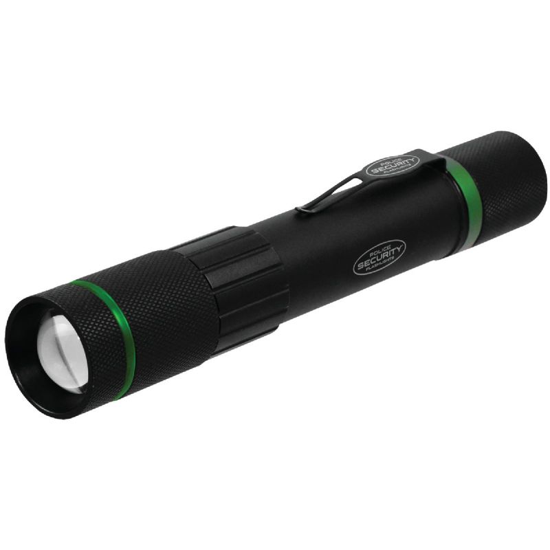 Police Security Dover LED Focusing Rechargeable Flashlight Black
