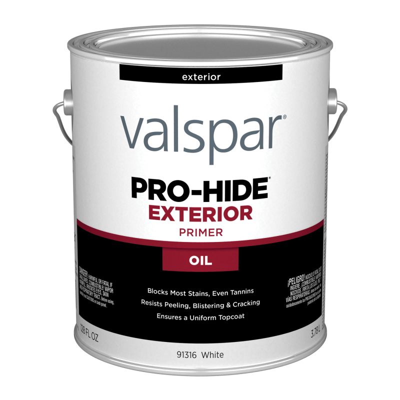 Valspar Pro-Hide 91316 07 Exterior Oil Primer, White, 1 gal, Metal Pail White