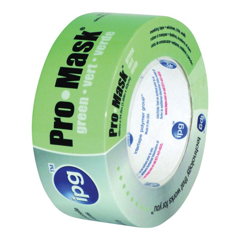 IPG 5802-.75 Masking Tape, 60 yd L, 3/4 in W, Crepe Paper Backing, Light Green Light Green