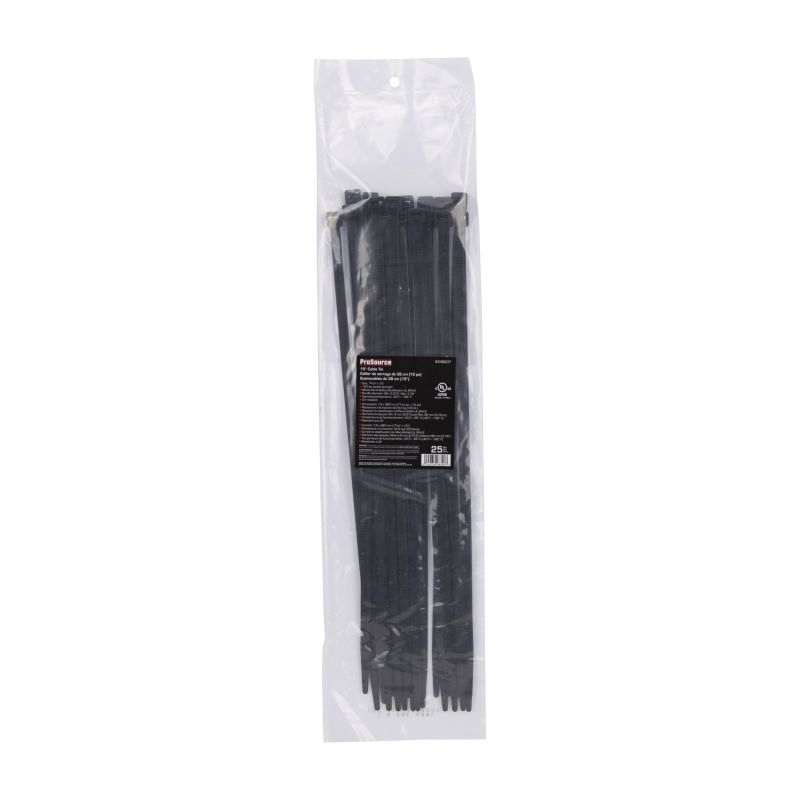 ProSource CV380W-253L Cable Tie, 96 mm Max Bundle Dia, Self-Lock Locking, Nylon, Black Black
