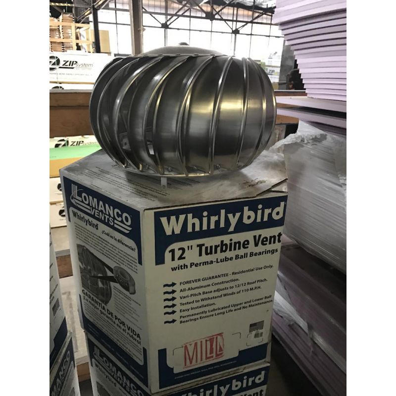 Lomanco BIB12 Whirlybird Whirlybird Turbine Ventilator, 12 Inch Diameter  Throat, Aluminum: Roof Turbines (035358383000-2)