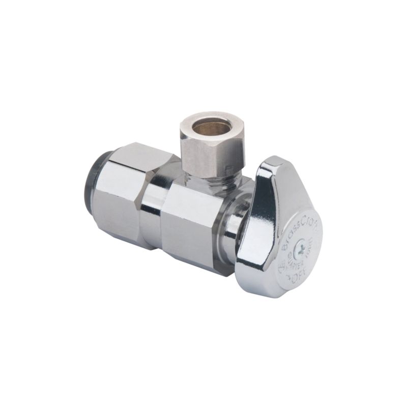 BrassCraft G2PS19X CD Stop Valve, 1/2 x 3/8 in Connection, Push-Connect x Compression, 125 psi Pressure, Brass Body