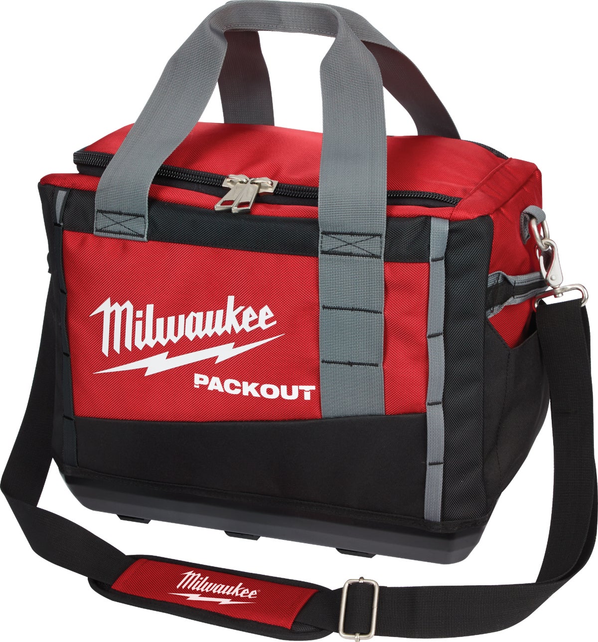 Milwaukee 932464085 PACKOUT Tote Tool Bag 40cm Red & 0 932464083 PACKOUT Compact Organiser Case Red