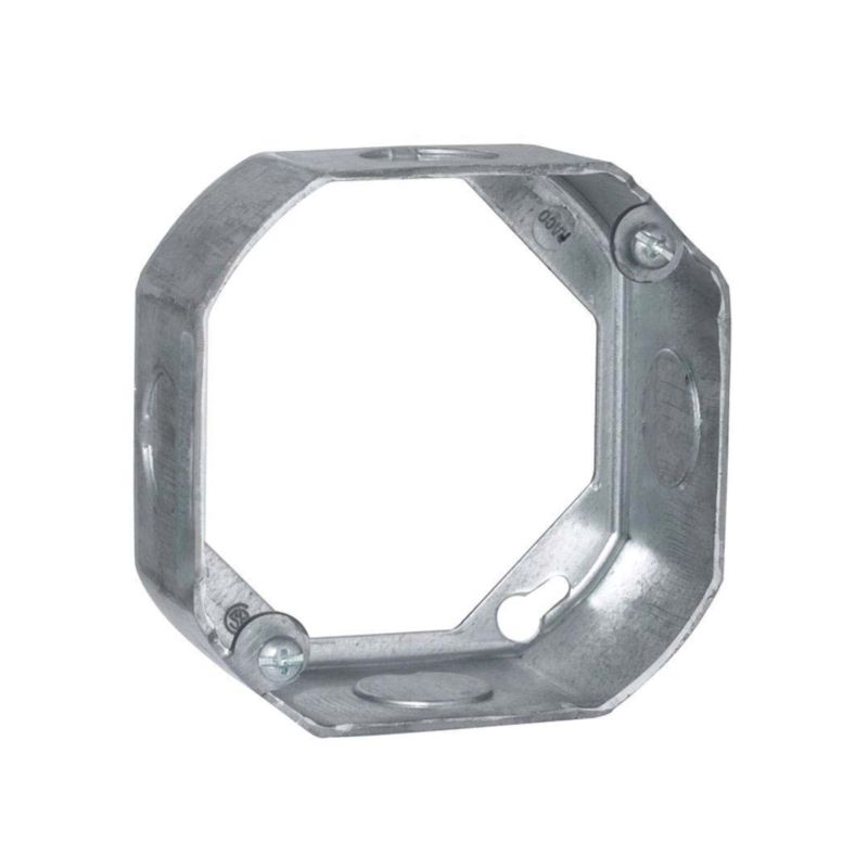 Raco 128 Extension Ring, 1-1/2 in L, 4 in W, 4-Knockout, Steel, Gray, Metallic Gray