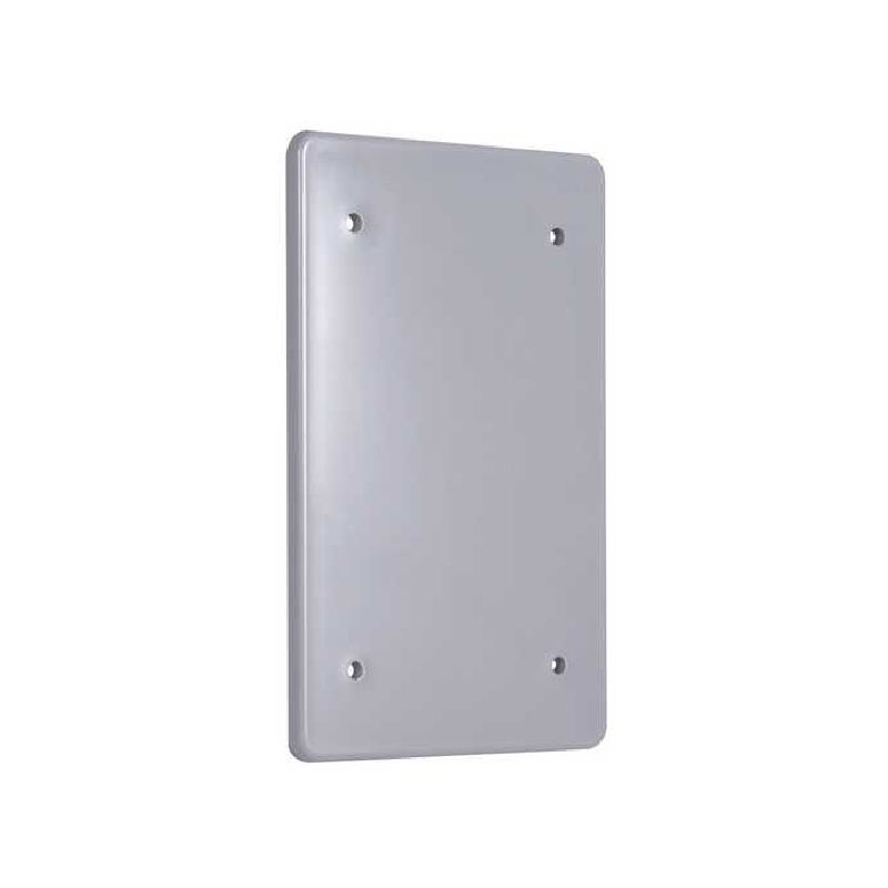 Hubbell PBC100GY Blank Receptacle Cover, 0.38 in L, 4.88 in W, Polycarbonate, Gray Gray