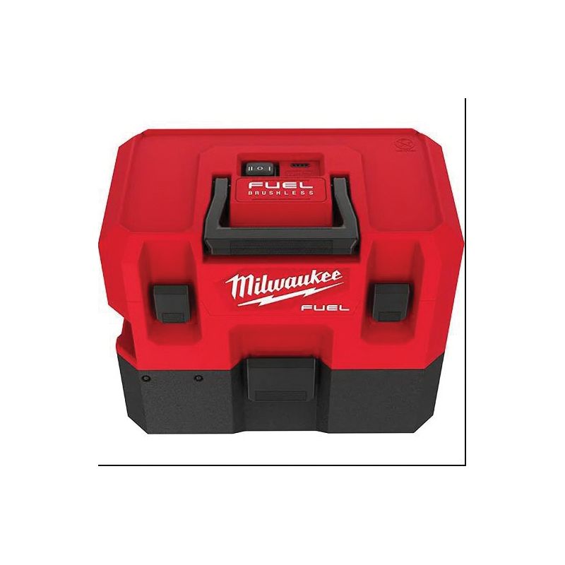 Milwaukee 0960-20 Wet and Dry Vacuum, 1.6 gal Vacuum, 45 cfm Air, 87 dBA, HEPA Filter, 12 V, Black/Red Housing