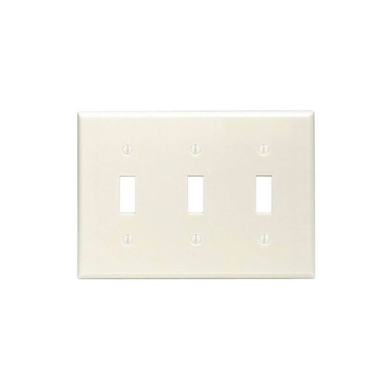 Leviton 001-86011-000 Wallplate, 4-1/2 in L, 2-3/4 in W, 3 -Gang, Thermoset, Ivory, Smooth Ivory