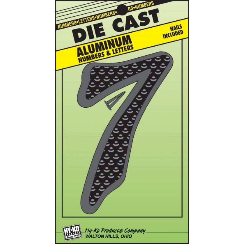 Hy-Ko Aluminum Die-Cast Number Black Hammered, Die-Cast