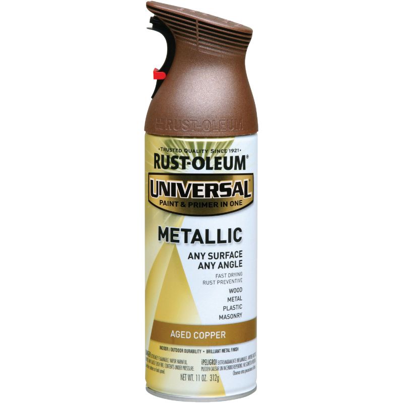 Rust-Oleum Universal Metallic Spray Paint &amp; Primer In One Aged Copper, 11 Oz.