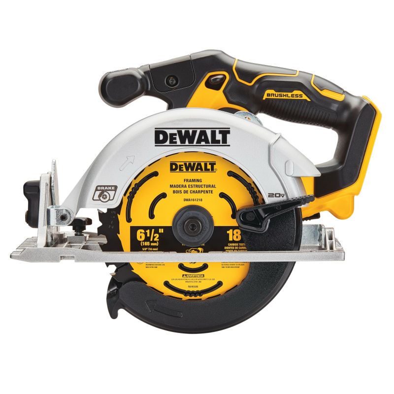 DeWALT DCS565B Circular Saw, Tool Only, 20 V, 6-1/2 in Dia Blade, 1-5/8, 2-1/8 in Cutting Capacity