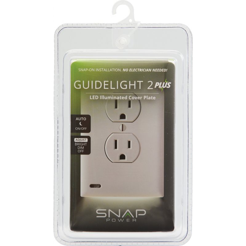 SnapPower GuideLight 2 PLUS Outlet Wall Plate White