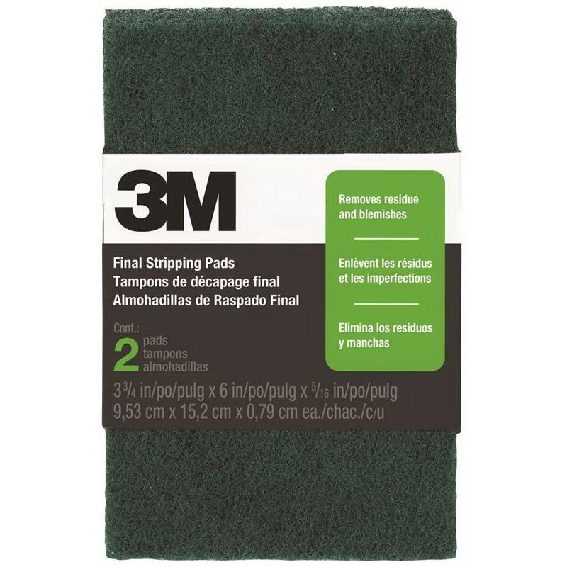 3M 10113NA Stripping Pad, 3-3/4 in L, 6 in W, Steel Wool Abrasive Green