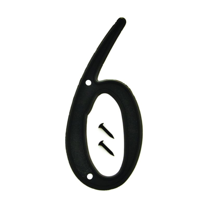 Hy-Ko PN-29/6 House Number, Character: 6, 4 in H Character, Black Character, Plastic (Pack of 10)