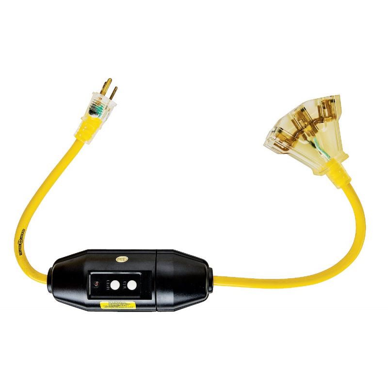 Yellow Jacket 3-Outlet GFCI Extension Cord Yellow, Heavy-Duty, 15A