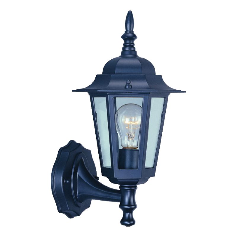 Boston Harbor AL8041-5 Outdoor Wall Lantern, 120 V, 60 W, A19 or CFL Lamp, Aluminum Fixture, Black Black
