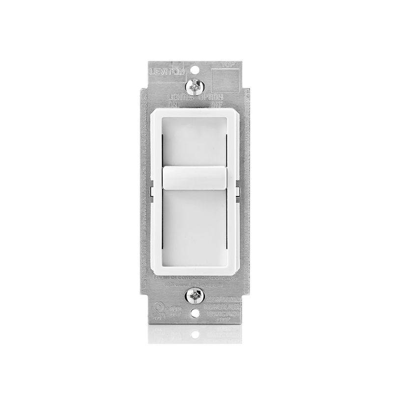 Leviton C22-06672-1LW Slide Dimmer, 120 A, 150 W, CFL, Halogen, Incandescent, LED Lamp, White White