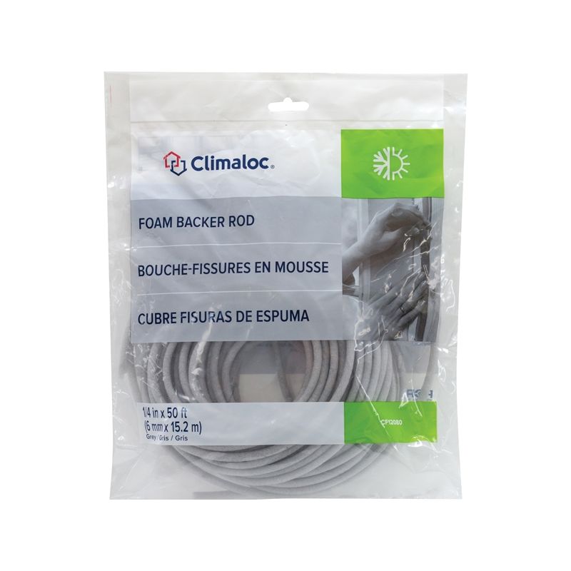Climaloc CF12086 Foam Backer Rod, 1 in Dia, 10 ft L, Polyethylene, Gray Gray