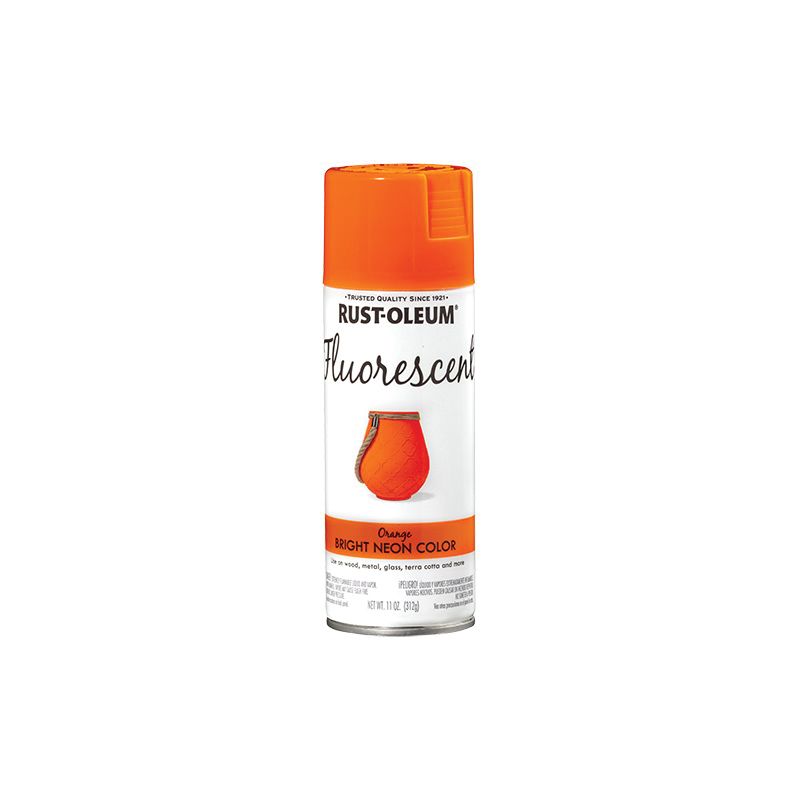 Rust-Oleum 342568 Specialty Paint, Flat/Matte, Fluorescent Orange, 11 oz, Aerosol Can Fluorescent Orange