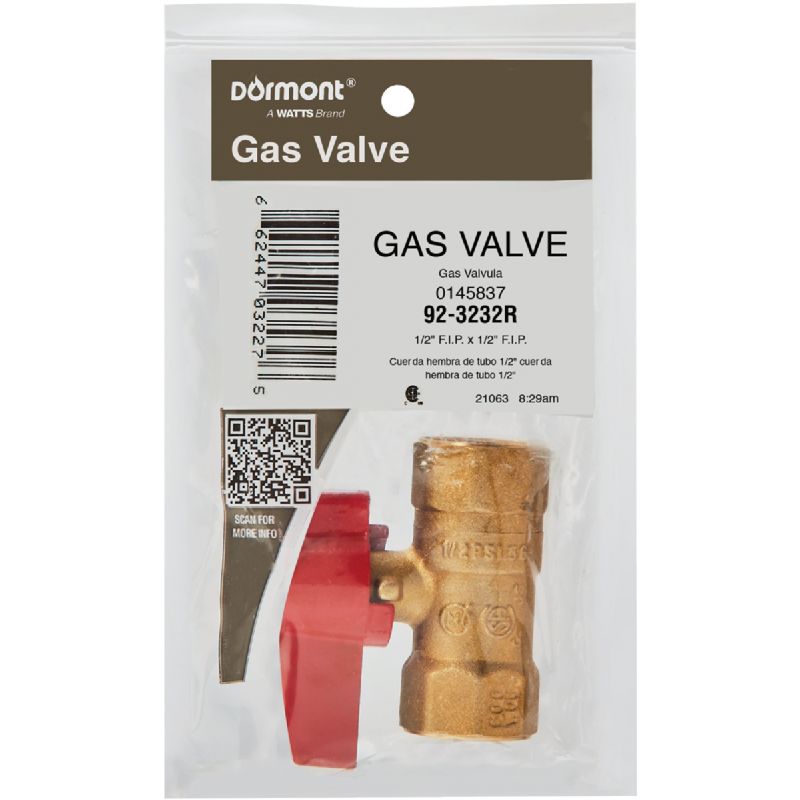 Dormont Straight Gas Ball Valve 1/2 In.