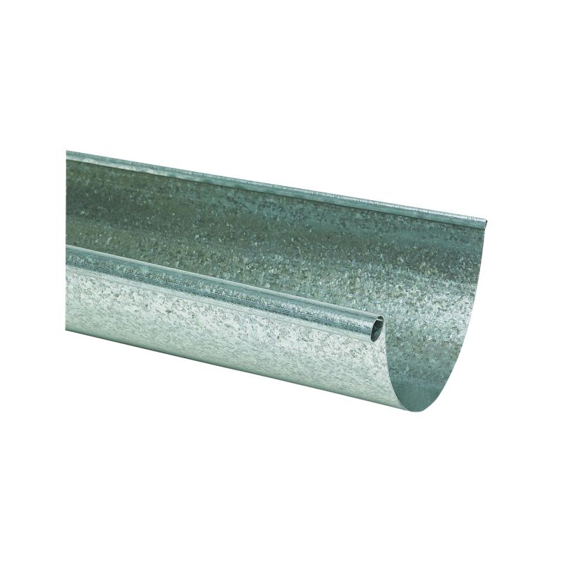 Amerimax L10285BX Rain Gutter, 10 ft L, 5 in W, Half-Round, 28 Thick Material, Galvanized Steel