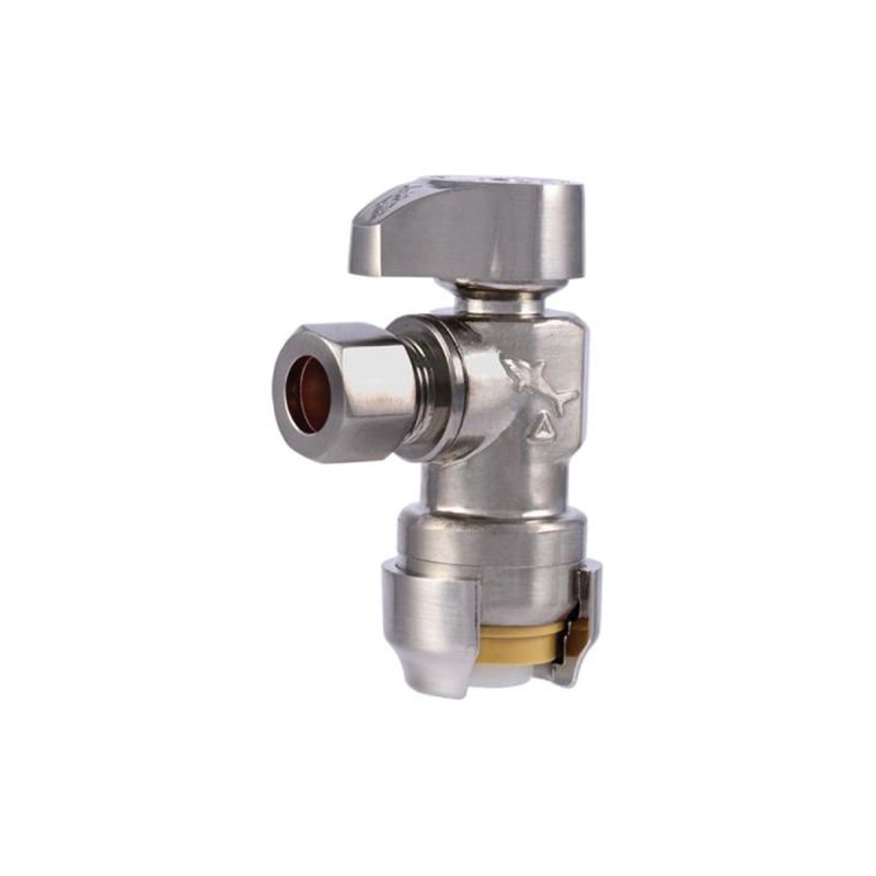 SharkBite 23036LFBN Angle Stop Valve, 1/2 x 3/8 in Connection, Push-to-Connect x Compression, 4 gpm, 125 psi Pressure