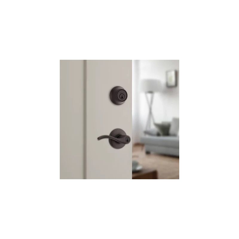 Kwikset 96900-425 Deadbolt Security Set, Keyed Entry Lock, Lever Handle, Balboa Design, Venetian Bronze, Turn Piece