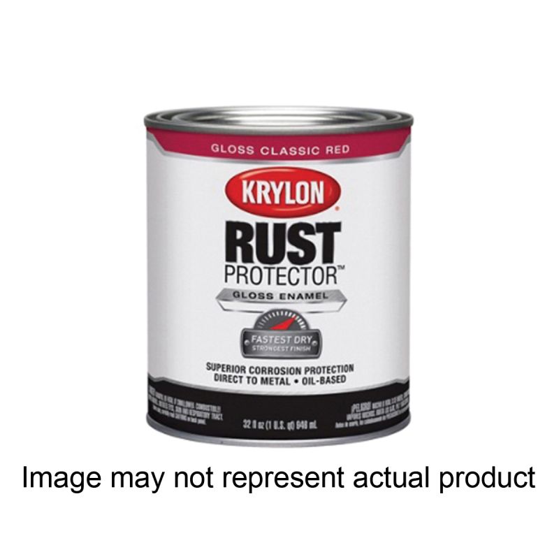Krylon Rust Protector 69203 Enamel Paint, Gloss, Leather Brown, 1 qt Leather Brown